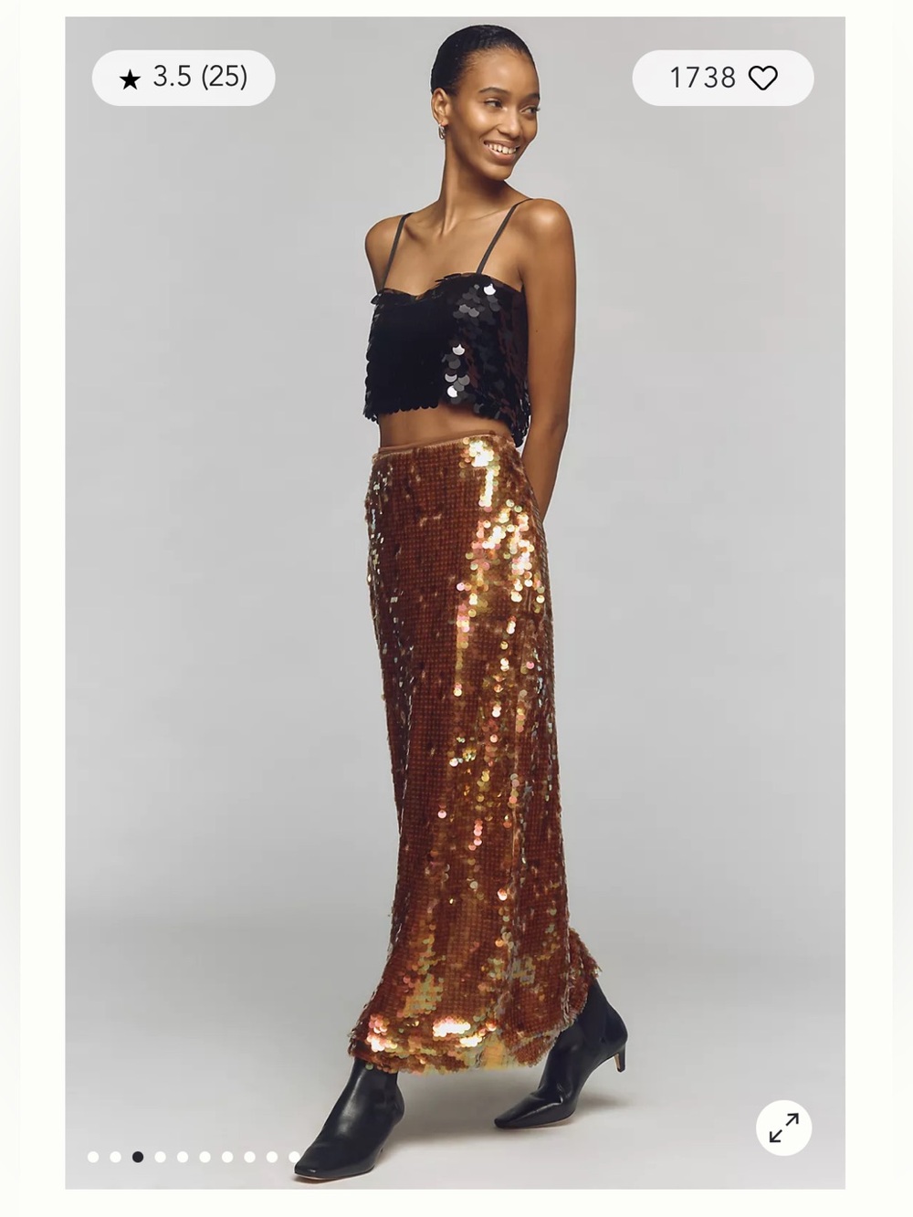 Anthropologie Iridescent Copper Sequin Maxi Skirt - Picture 1 of 5